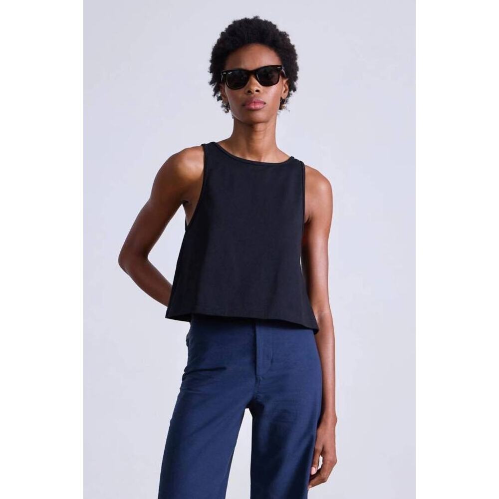 Apiece Apart Agnes Cropped Tank Top in Black XXS
